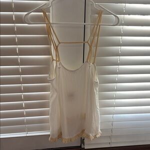 Free People White and Tan Strappy Camisole